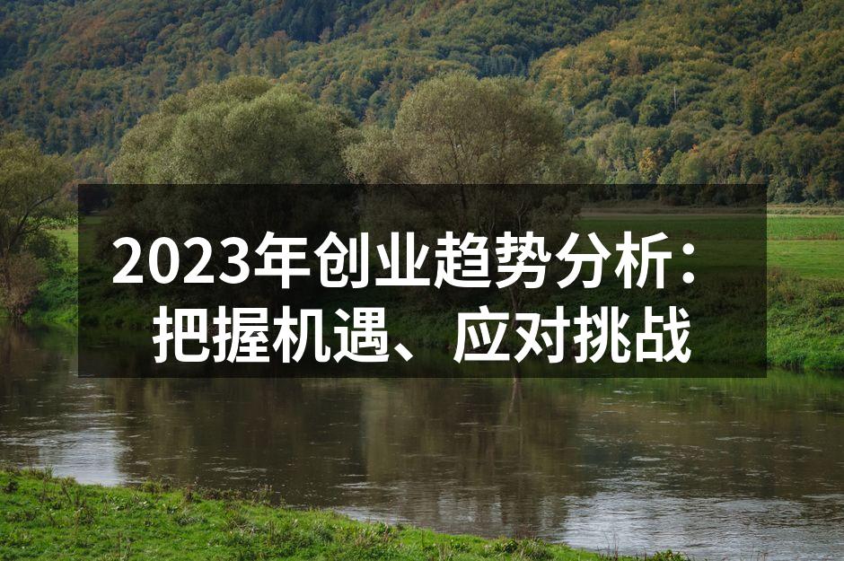 2023年创业趋势分析：把握机遇、应对挑战