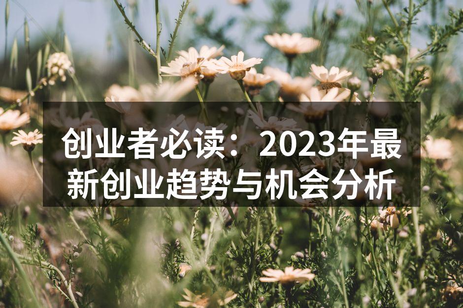 创业者必读：2023年最新创业趋势与机会分析